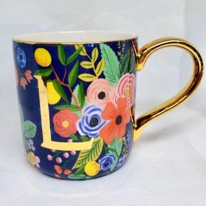 Anthropologie Rifle Paper Garden Party L Monogram Mug Super Cute! EUC